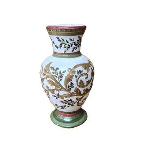 VTG Laura Ashley Home FTD Ceramic Vase – Berries & Gold 8.75" Classic Heritage